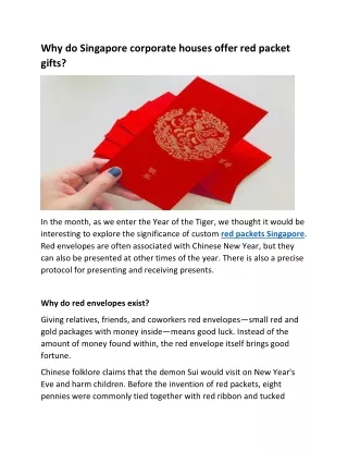 Why do Singapore corporate houses offer red packet gifts.docx