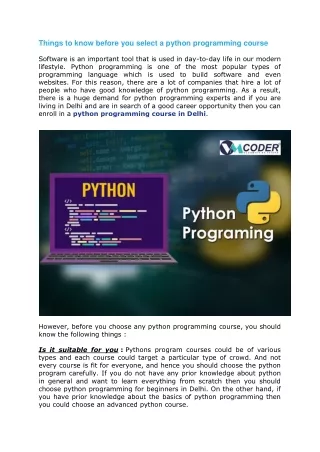 Things to know before you select a python programming course
