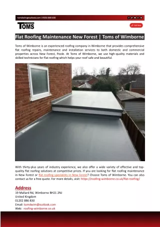 Flat Roofing Maintenance New Forest