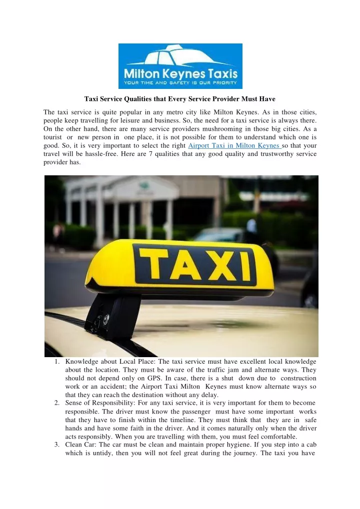 taxi service qualities that every service