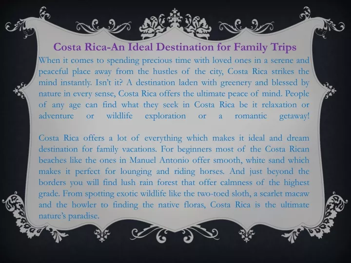 costa rica an ideal destination for family trips