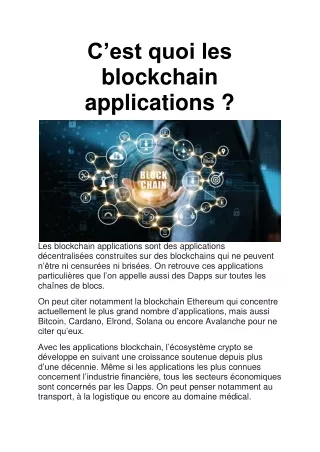 c est quoi les blockchain applications