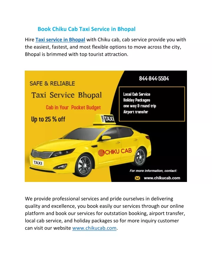 book chiku cab taxi service in bhopal