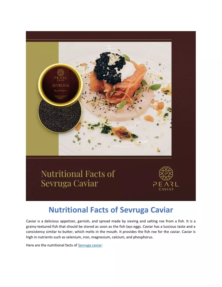 nutritional facts of sevruga caviar