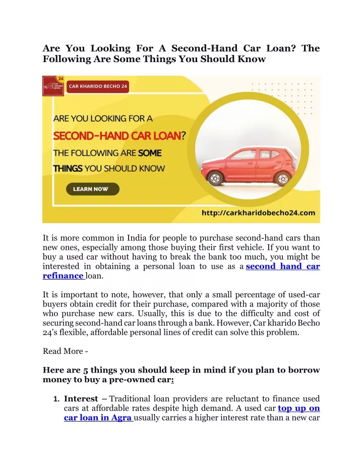 are you looking for a second hand car loan