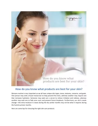 How do you know what products are best for your skin