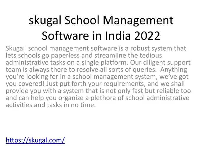 skugal school management software in india 2022