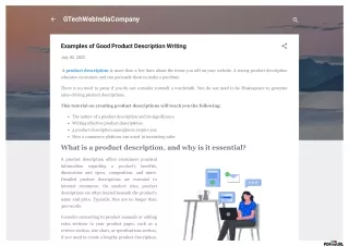 Examples of Good Product Description Writing