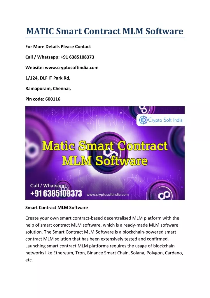 matic smart contract mlm software