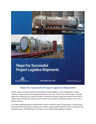 steps for successful project logistics shipments