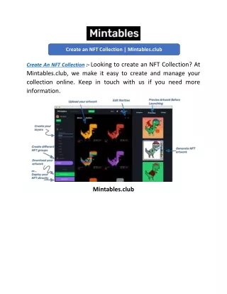 Create an NFT Collection | Mintables.club