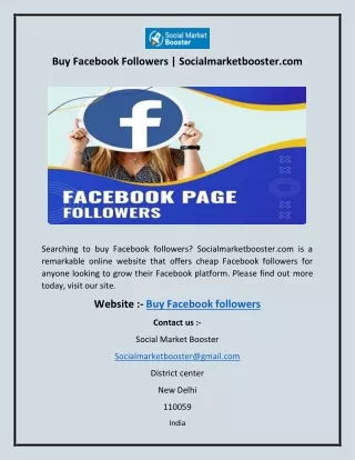 Buy Facebook Followers  Socialmarketbooster