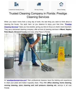 Commercial Cleaning Service in Florida by Experts