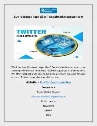 Buy Facebook Page Likes  Socialmarketbooster