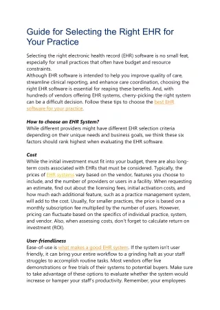 guide for selecting the right ehr for your