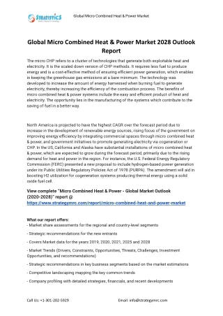 global micro combined heat power market