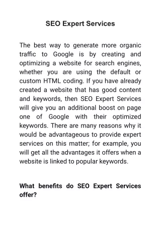 SEO Expert Services
