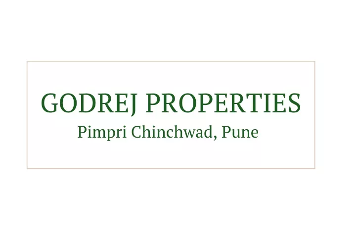 godrej properties pimpri chinchwad pune