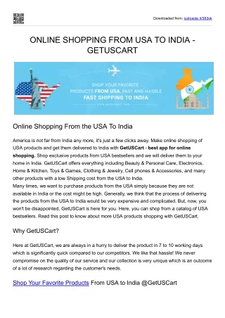 ONLINE SHOPPING FROM USA TO INDIA