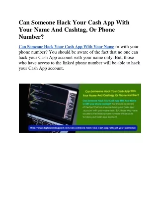 Can Someone Hack Your Cash App With Your Name And Cashtag, Or Phone Number?