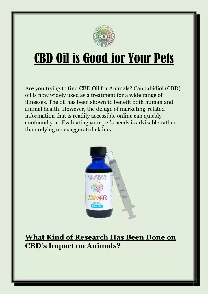 cbd oil is good for your pets
