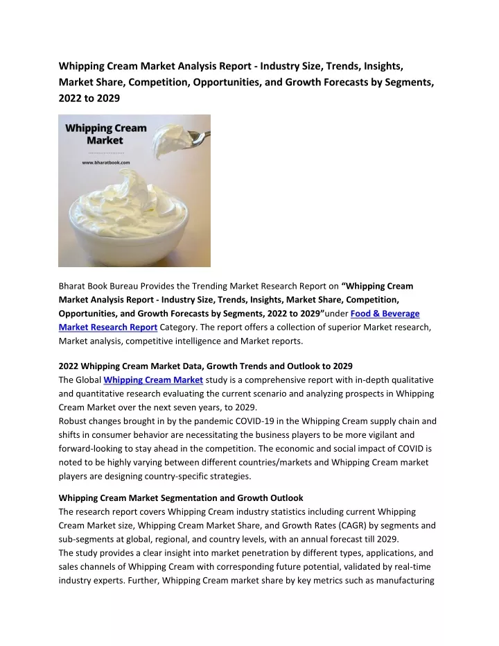 whipping cream market analysis report industry