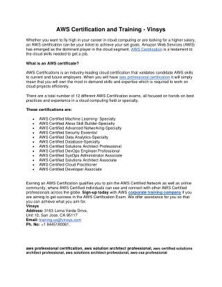 aws certification and training vinsys