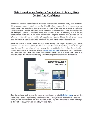 male incontinence products can aid men in taking