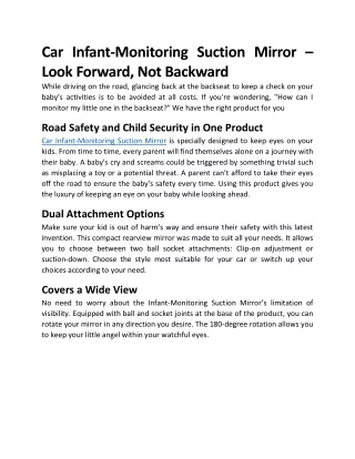 car infant monitoring suction mirror look forward