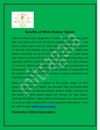 white kratom tablets