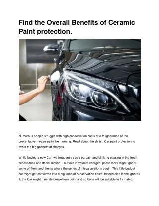 Find the Overall Benefits of Ceramic Paint Protection