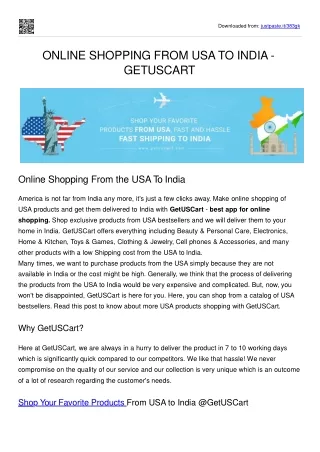 ONLINE SHOPPING FROM USA TO INDIA