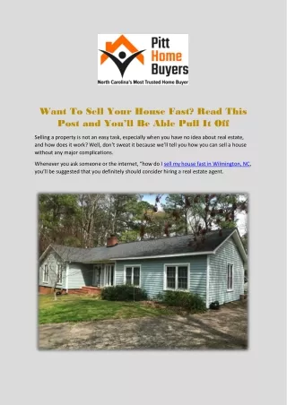 Know The Benefits of Selling My House Fast In Wilmington, NC