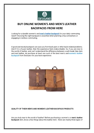 Buy genuine women’s leather backpacks online
