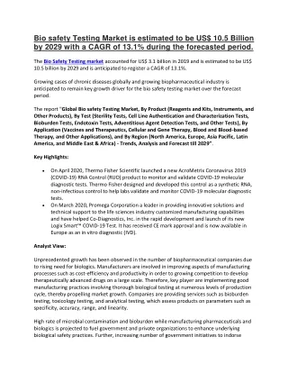 bio safety testing market is estimated