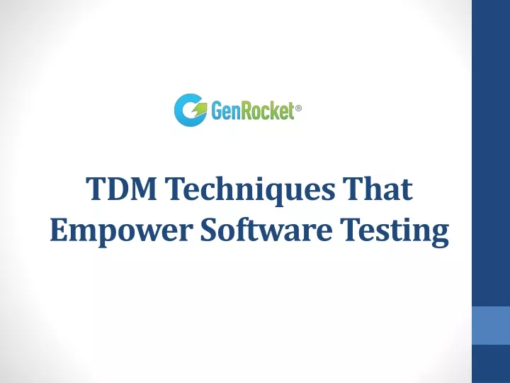 tdm techniques that empower software testing