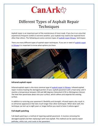 Different Types of Asphalt Repair Techniques
