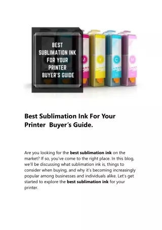 Best Sublimation Ink For Your Printer  Buyer’s Guide