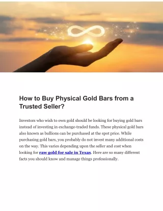 How to Buy Physical Gold Bars from a Trusted Seller