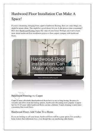 Hardwood Floor Installation Can Make A Space