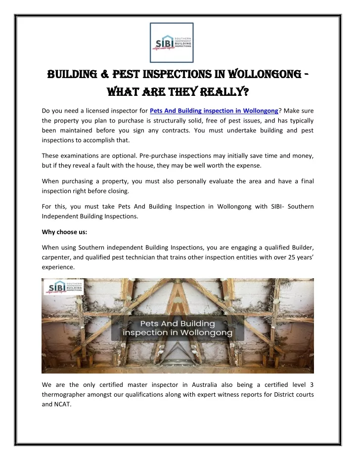 building pest inspections in wollongong building