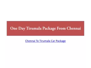 One Day Tirumala Package From Chennai