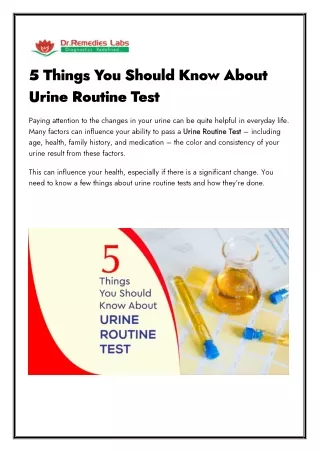 5 Things You Should Know About Urine Routine Test