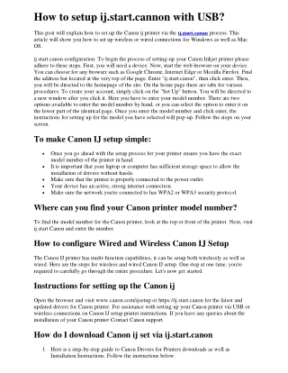 how to setup ij start cannon with usb