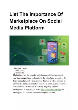 List The Importance Of Marketplace On Social Media Platform
