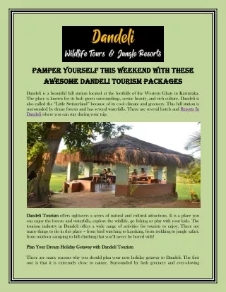 Pamper Yourself This Weekend with These Awesome Dandeli Tourism Packages