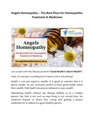 Angels Homeopathy - Best Place for Homeopathy Medical Services