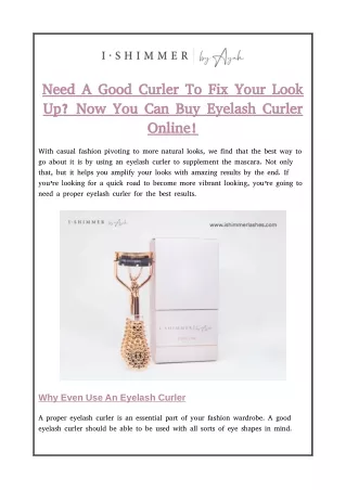 Need A Good Curler To Fix Your Look Up? Now You Can Buy Eyelash Curler Online!