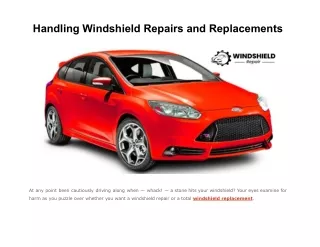 handling windshield repairs and replacements
