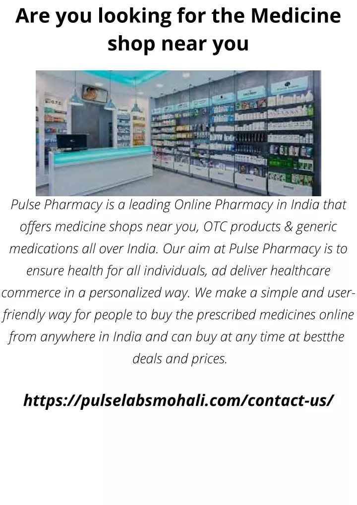 are you looking for the medicine shop near you